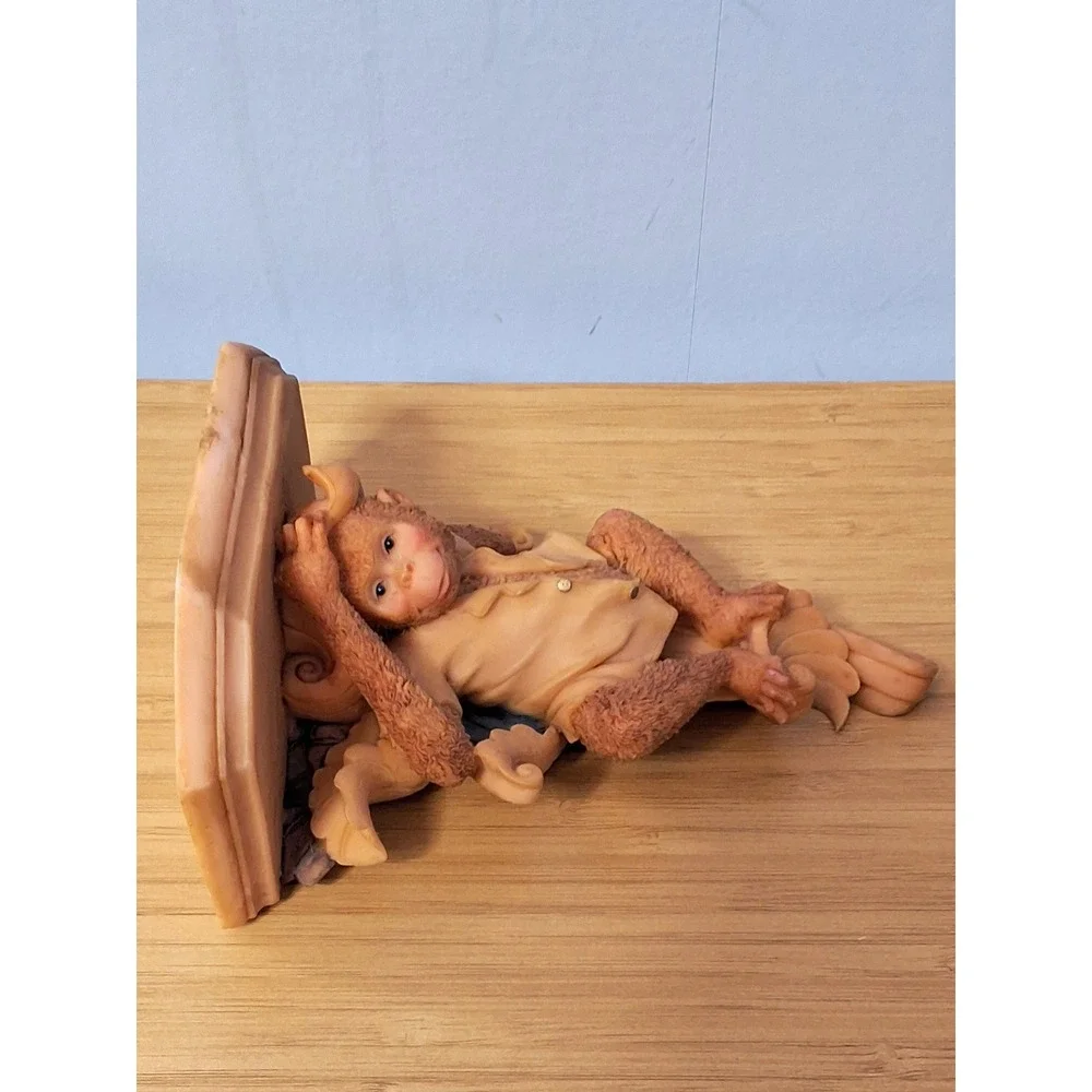 Vintage Monkey Wall Sconce Shelves Pair Safari Chinoiserie Decor Corbels 7in